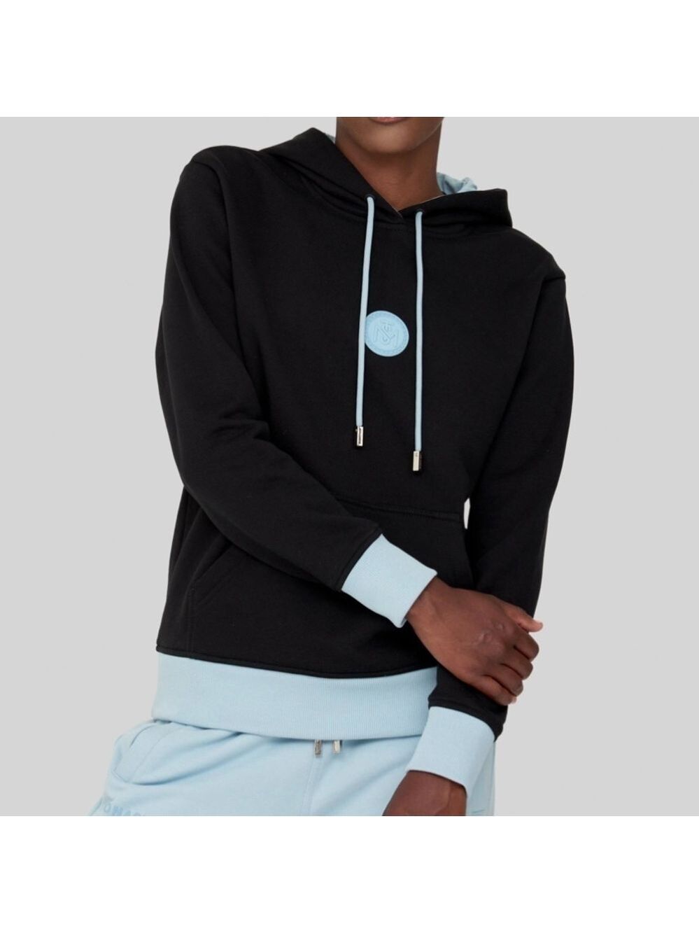 NWT Monastery Couture Sarisa Hoodie Size S Black/Teal Kangaroo Pocket Designer